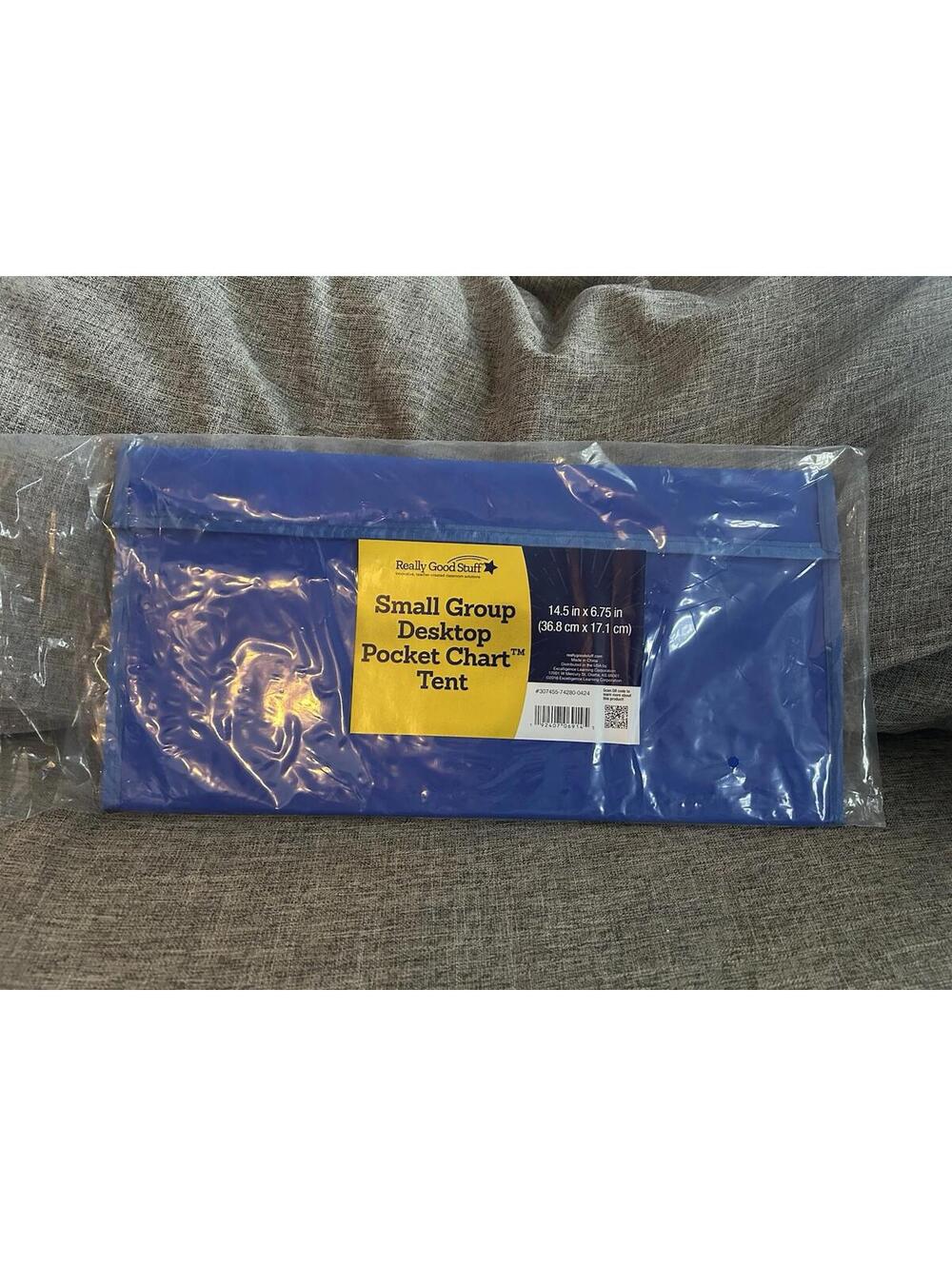Really Good Stuff 14.5” x 6.75” Small Group Desktop Pocket Chart Tent Blue New